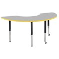 thumbnail image 1 of ECR4Kids 36in x 72in Half Moon Everyday T-Mold Adjustable Activity Table Grey/Yellow/Black - Super Leg, 1 of 2