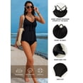 thumbnail image 4 of DOKOTOO Tankini Swimsuits for Women Bathing Suits with Crisscross Back Tankini Top with High Cut Swim Brief Swimwear Black M US8-10, 4 of 12