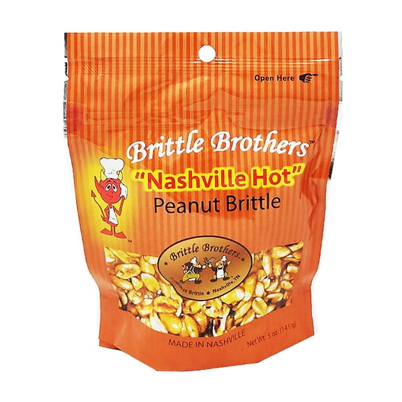 Brittle Brothers "Nashville Hot" Peanut Brittle - 5 oz. Bag : Voted #1 - 4xs more Nuts - Nashville Whiskey Bourbon Peanut Brittle Pecan Cashew Candy Snack Mothers Day Fathers Christmas Valentines Da