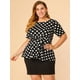 thumbnail image 3 of Mujer TalExtMangas Cortas Frente Nudo retorcido Peplo Top Negro Blanco 2X, 3 of 6