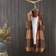 thumbnail image 1 of ICHUANYI Clearance Ladies Fashion Color Lattice Stripe Long Sleeve Cotton Casual Loose Shirt Coat(Coffee, S) ICHUANYI WER2023081114959, 1 of 8