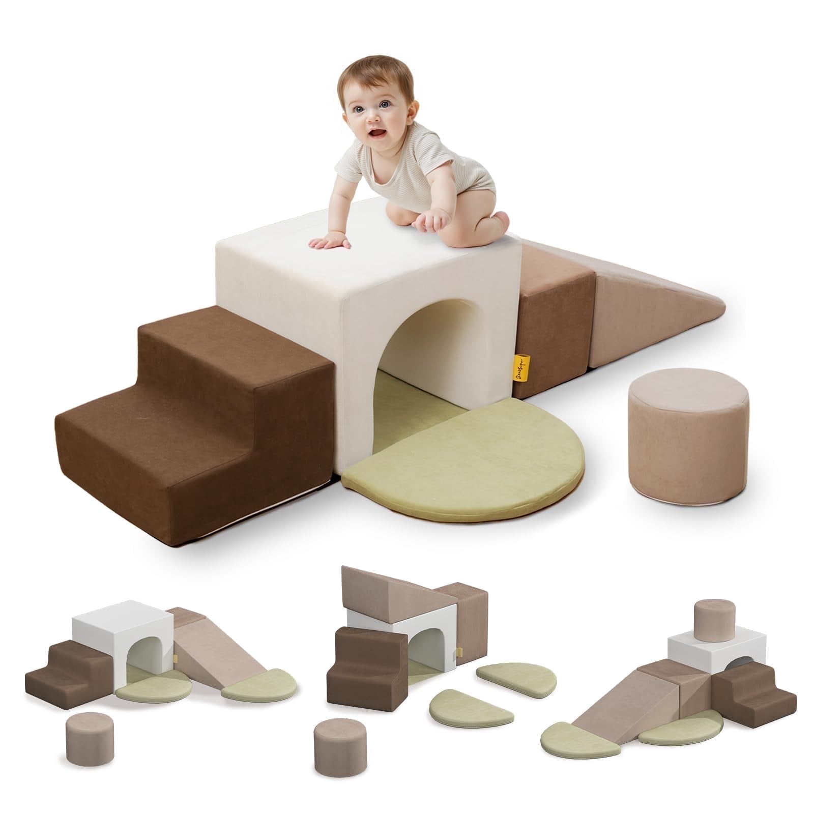 Benarita 7-Piece Soft Foam Climbing Blocks Set for Toddlers & Babies