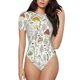 thumbnail image 1 of Fotbe Colorful Mushrooms and Plants Body de Mujer con Cuello Redondo y Mangas Cortas, Sin Mangas Ajustado, Suave, Cómodo y Básico-Small, 1 of 7