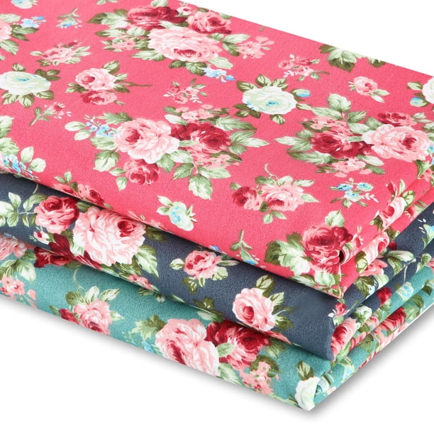 Tela de algodón floral Boao, 3 piezas, 3 yardas, para acolchar