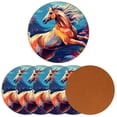 thumbnail image 2 of Horse Set of 6 Round Microfiber Leather Coasters, 11x11 cm/4.3x4.3 in, Stylish Drink Coasters for Home and Office, and Easy to Clean, 2 of 6
