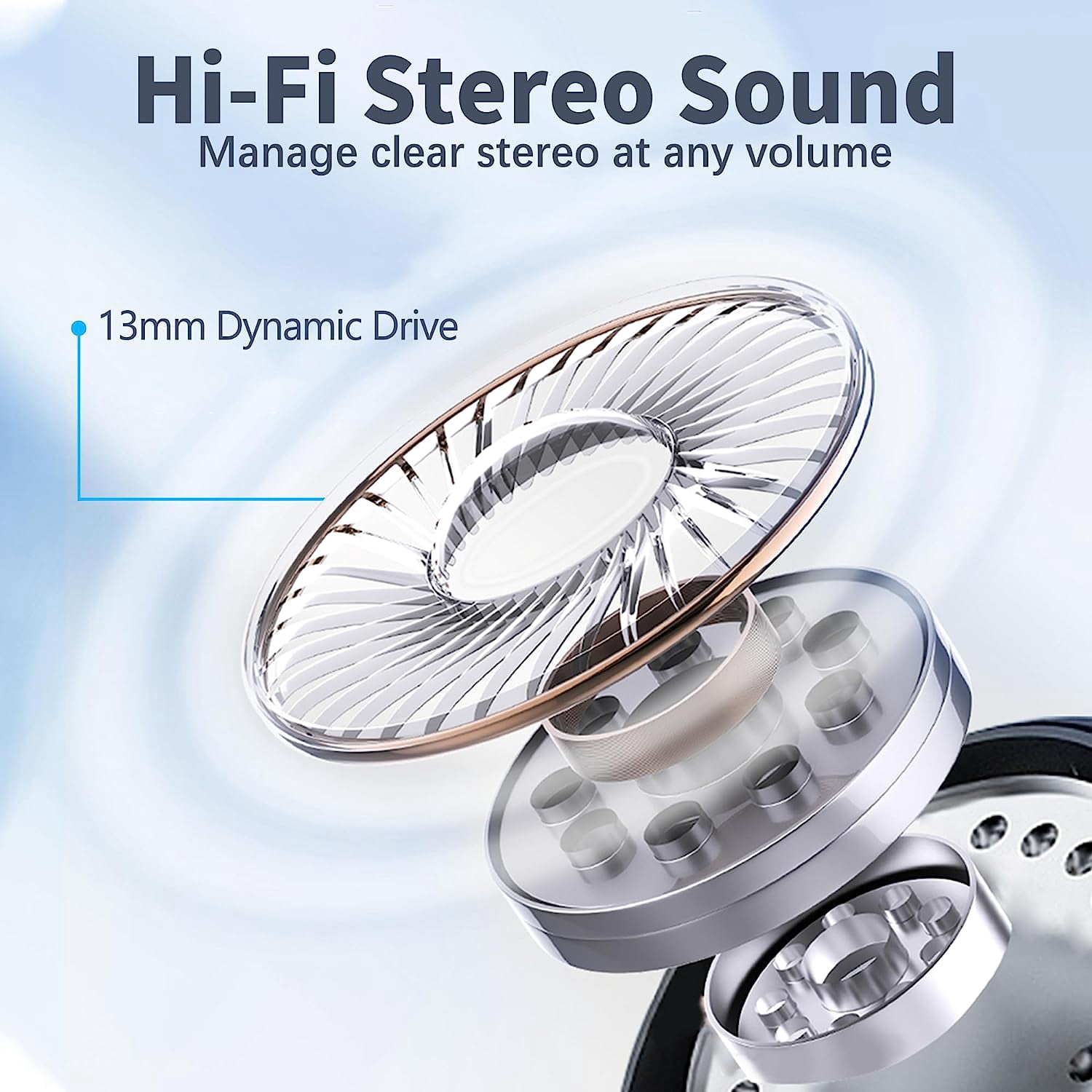 Wireless Earbuds 5.3 Bluetooth Headphones Stereo Sound Ear Buds with HD Microphone 120H Playtime with Dual LED Charging Case