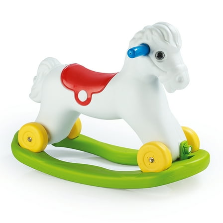 Dolu Wheeled Rocking Horse 2 in 1 Toddlers Ride On Toy and Removable Sled, White