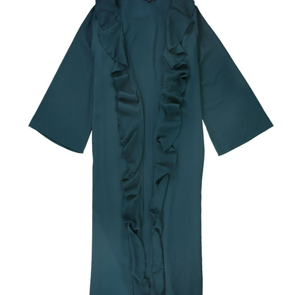 Verona Collection Womens Ruffled Cardigan Sweater, Blue, Small