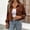 Brown, variant on IUYRTFE Women's Cropped Button Down Jacket Long Sleeve Collared Casual Knit Outerwear