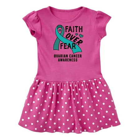 

Inktastic Ovarian Cancer Awareness Faith Over Fear with Teal Ribbon Gift Baby Girl Dress