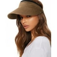 thumbnail image 1 of Sombrero con visera para mujer FURTALK, paja, verano, UPF 80+, marrón, 1 of 8