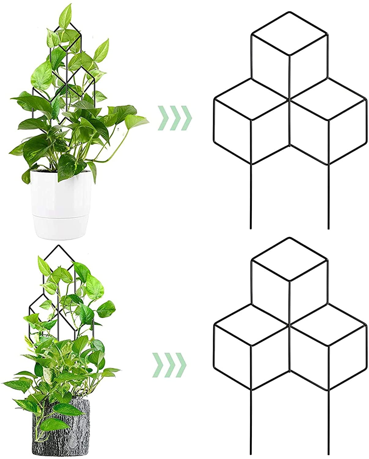 13 Rust Free Vine Plant Metal Support Wire with Black Coating Decorative Potted Plants Climbing Holder Rack for Garden Stem Stalks Vines Round 2 Pack Black Iron Garden Trellis for Climbing Plants 