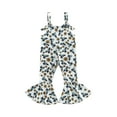 thumbnail image 1 of Arvbitana Toddler Baby Girl Suspender Jumpsuit Bull Head Floral Print Sleeveless Sling Flared Pants Casual Overalls for Children 6M-4T, 1 of 9