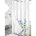 thumbnail image 3 of No Hook Shower Curtain with Snap-in Liner, Colorful Spring Floral Waterproof Fabric Bathroom Curtains, Farmhouse Flowers Modern Botanical Art Bath Curtains & Mesh Top Window 54"x78", 3 of 9