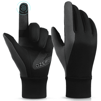 Coach Men's Black Leather Tech Gloves, Wool Lined, Large, Formal