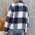 thumbnail image 5 of IROINNID Women's Short Shacket Jacket Plaid Long Sleeve Plaid Single Breasted Plaid Coat Short Coat Hoodless Casual Outwear, Blue, 5 of 5