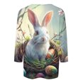 thumbnail image 4 of lcziwo Lightning Prime Sales Womens Easter Shirt Tshirts Fashion 3D Bunny Rabbit Print Shirts Loose Casual Round Neck 3/4 Sleeve Tops Vacation Outfits Multicolor XXL, 4 of 6