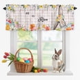 thumbnail image 2 of Valance for Windows,Spring Rabbit Flower Egg Valances Curtain Rod Pocket Valance for Kitchen Bedroom Living Room Bathroom,Easter Plant Pink Checkered Short Curtains Window Treatment 42x12in, 2 of 9
