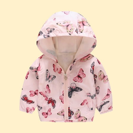 

cllios Toddler Kids Baby Boys Girls Fashion Cute Cartoon Flowers Car Pattern Windproof Jacket Hooded Coat