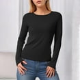 thumbnail image 2 of vigerkar Women Crewneck Loose Fit Shirt Long Sleeve Casual T Shirts Basic Top Tees (Black, L), 2 of 6
