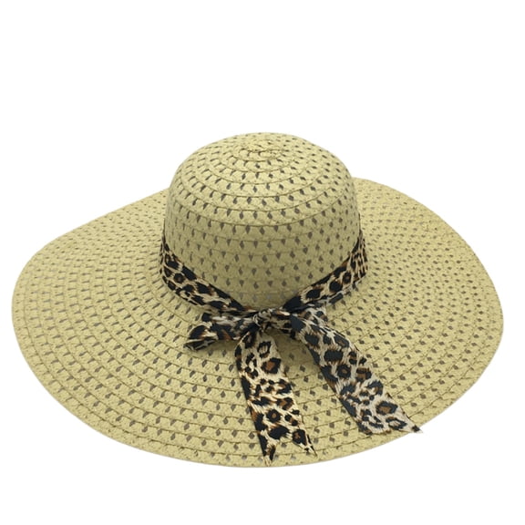 Sun Hat Breathable UV Protection Woven Beach Fashion Travel Sun Visor Khaki