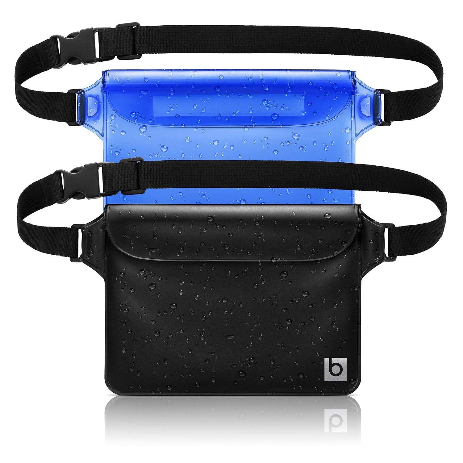 2 Pack Waterproof Pouch Bag Case with Waist Strap, Best Way to Keep Your Phone and Valuables Safe and Dry, Bags Perfect for Boating, Swimming, Snorkeling, Kayaking and Beach Pool Water Parks