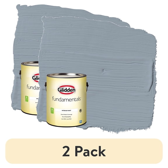 (2 pack) Glidden Fundamentals Grab-N-Go Quicksilver / Blue, Flat Interior Paint, 1 Gallon