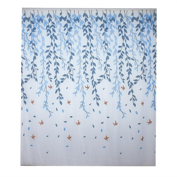 Follure Leaves Sheer Curtain Tulle Window Treatment Voile Drape Valance 1 Panel Fabric Blue