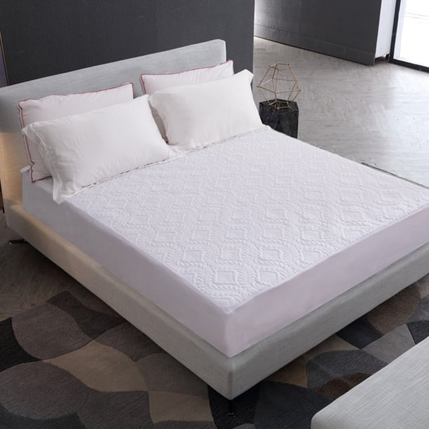 Protector de colchón Blanco, Sábana bajera Protección contra la humedad Almohadillas de cama impermeables Cubrecolchón de algodón Silencioso Adecuado para cama con somier Vhermosa BST3036857-3