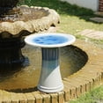 thumbnail image 3 of S-HOME Handcrafted 17 Inch Ceramic  Tall Outdoor Bird Bath Featuring Swirl Pattern Design For Bird Lovers, Sky Blue, 3 of 10