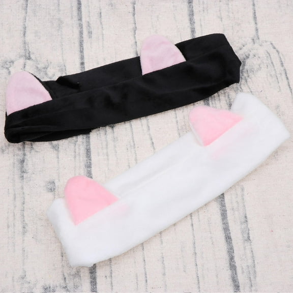 HEATSHAKING 2Pcs Cat Ears Headband for Cute Headband Decoration in White Cloth 10x8x2in