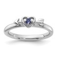thumbnail image 2 of Auriga Fine Jewelry 925 Sterling Silver Created Sapphire Heart with Arrow Ring Size 5 for Women, 2 of 6