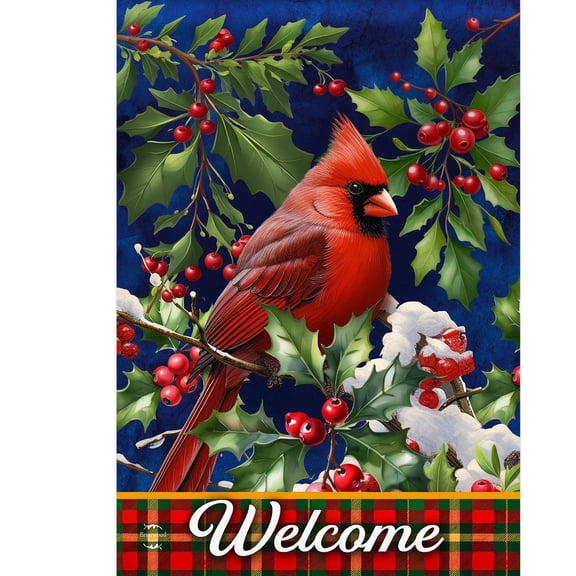 Briarwood Lane Winter Garden Flag 12x18 For Outdoor Cardinal and Holly For Winter Garden Flag Flags For Outside