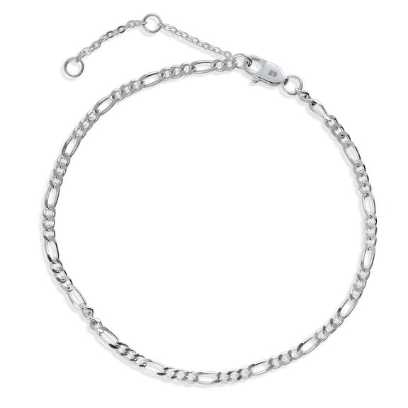 BERRICLE Sterling Silver Fashion Figaro Chain Bracelet for Women 6.5 inch, No Plating