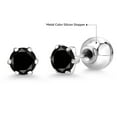 thumbnail image 6 of Gem Stone King Platinum Stud Earrings for Women Men 1.10 Ct 5mm Round Black AAA Diamond, 6 of 6