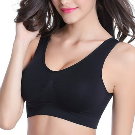 

Bestjia Women V-Neck Stretch Wire Free Pure Color Bra Yoga Sports Crop Tops Sleepwear