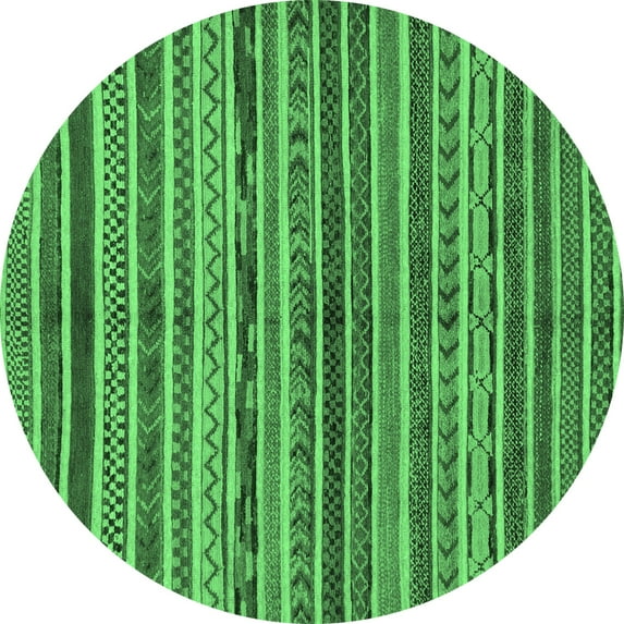 Ahgly Company Indoor Round Abstract Emerald Green Modern Area Rugs, 4' Round