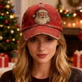 thumbnail image 2 of Yuanlong Unisex Christmas Baseball Cap Santa Printed All-Season Cap Vintage Washed Outdoor Sports Headwear, 2 of 5