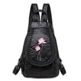 thumbnail image 4 of Mochila pequeña, bolso de pecho multifuncional, bolso de hombro, mochila de cuero suave de PU, mochila de moda para mujer, 4 of 5