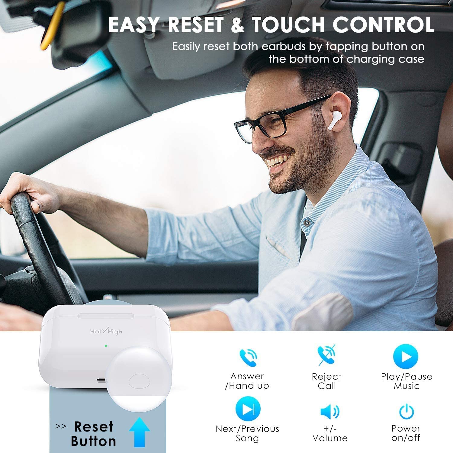 Wireless Headphones HolyHigh, Bluetooth 