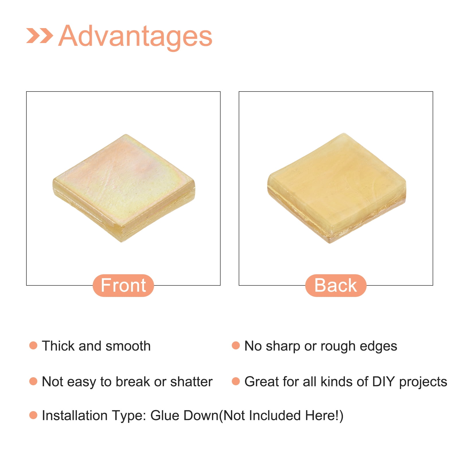 Uxcell 260Pcs Mosaic Tiles, Micro Glass Tiny Mini Mosaic Tile DIY Hobbies Handmade Crystal Free Stone Dull Lemon Yellow