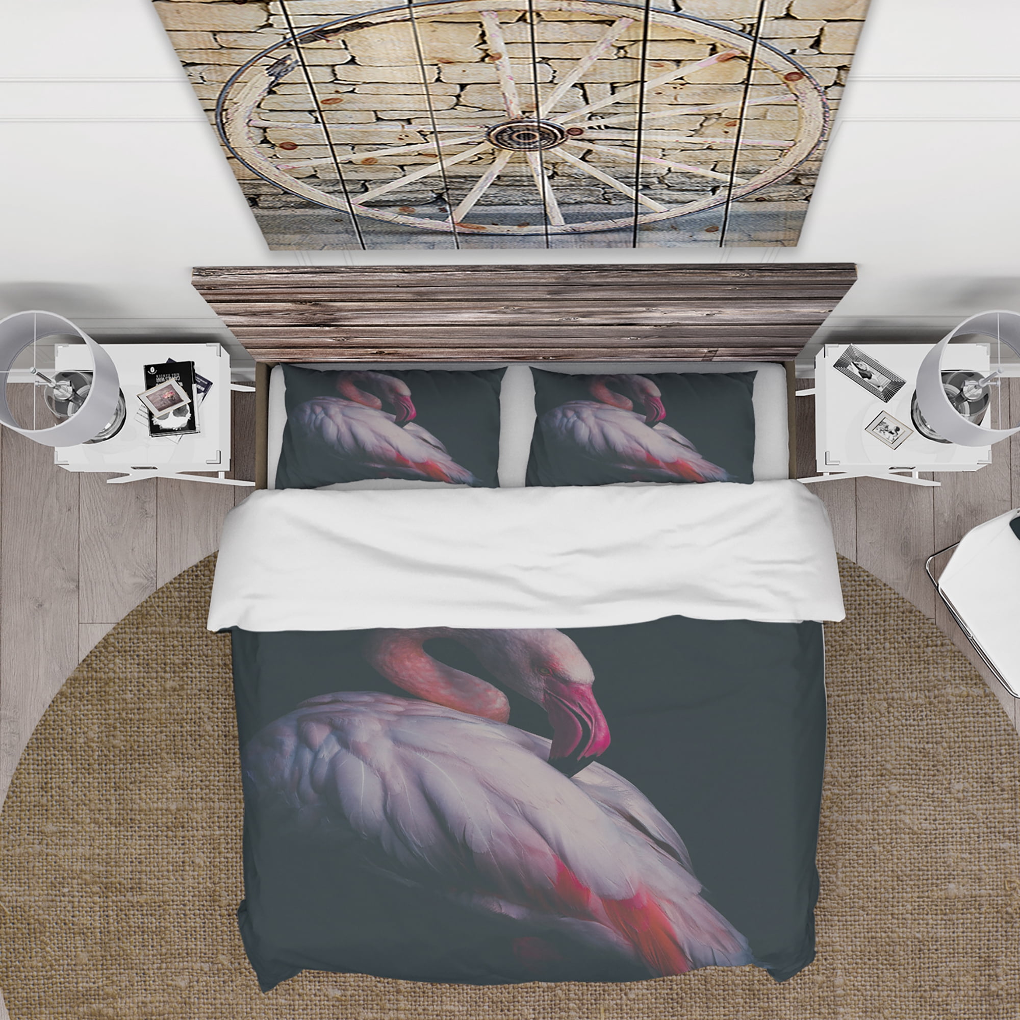 Designart 'Pink Flamingo' Contemporary Duvet Cover Set