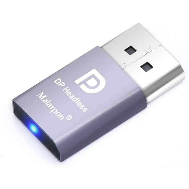 DispalyPort Headless Ghost Display Emulator with Blue Light for PC 4K DP Dummy Plug (fit Headless