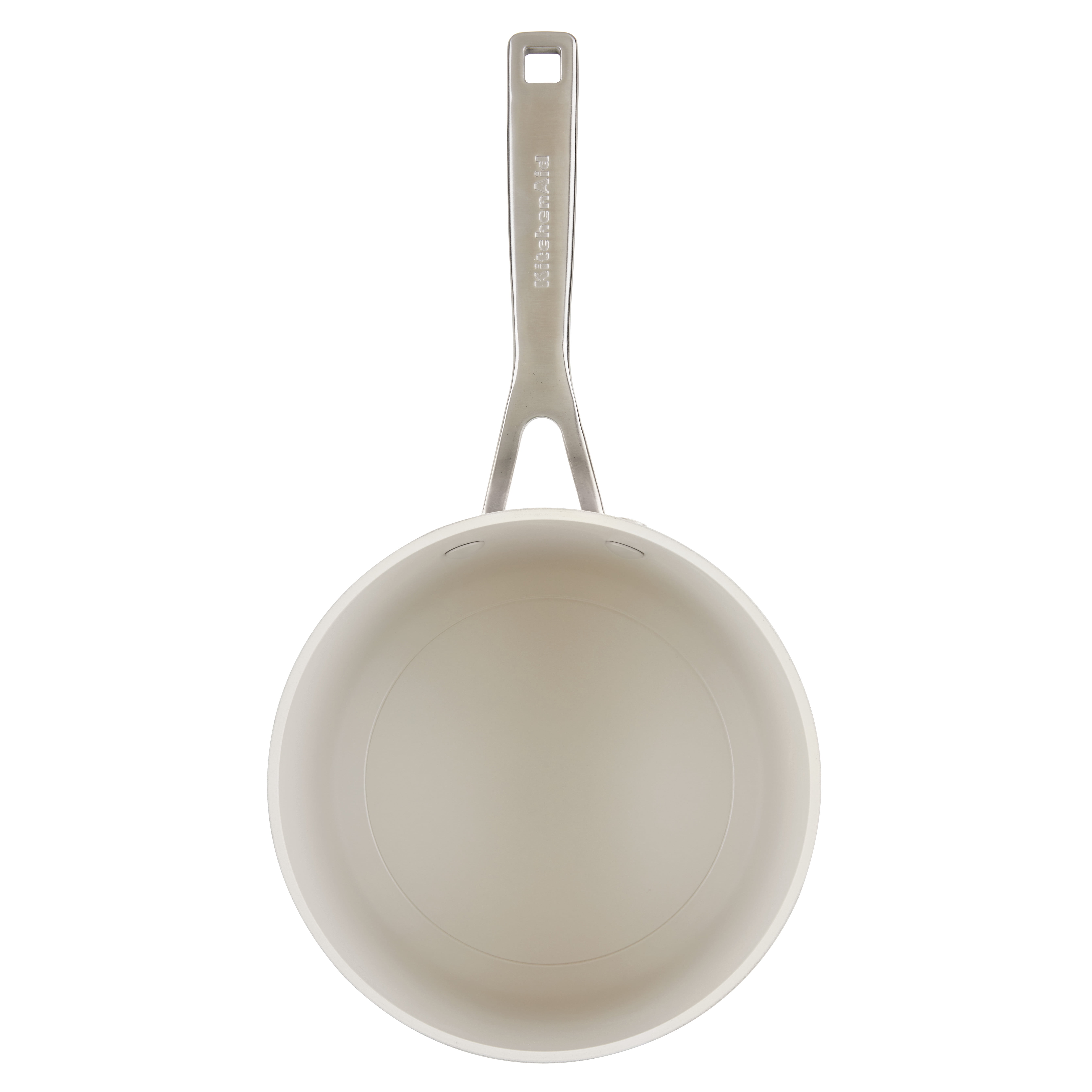 KitchenAid Hard Anodized 3 Quart Ceramic Nonstick Cookware Sauce Pan, Oven Safe to 500°F, Porcelain White
