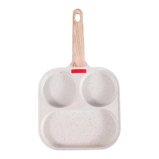 Sartén antiadherente para desayuno con forma de piedra Maifan, tres en uno, para huevos fritos con cuatro agujeros