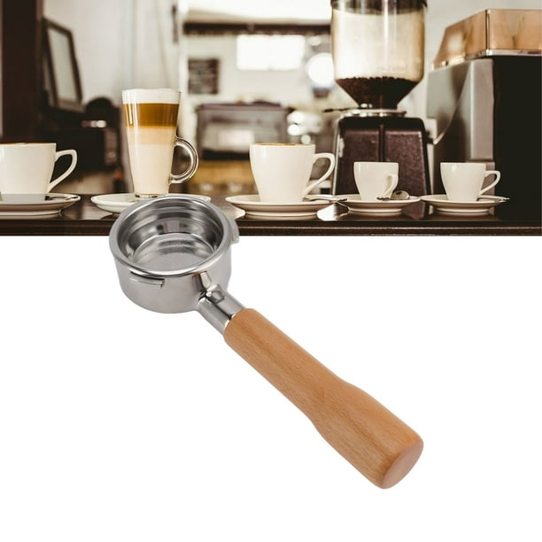 Portafiltro Sin Fondo 58mm, Portafiltro Desnudo Sin Fondo De Acero Inoxidable 3 Orejas Con Cesta Filtrante Y Mango De Madera, Portafiltro Espresso Para Cafetera Barsetto