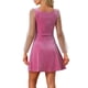 thumbnail image 3 of INSPIRE CHIC Vestido de Terciopelo para Mujeres con Cuello Cuadrado, Mangas de Malla y Estampado de Estrellas, Vestidos de Fiesta y Prom, Rosa Fucsia S, 3 of 6