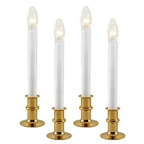 612 Vermont Ultra-Bright LED Christmas Window Candles with Timer, Battery Operated, Metal Base (Polished Brass)