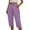 Purple, variant on RQYYD Women's Elastic Waist Drawstring Capri Pants Casual Summer Button Detail Loose Cotton Blend Trousers with Pockets