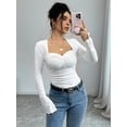 thumbnail image 5 of Womens Long Sleeve Going Out Crop Tops Sweetheart Neck Cute Y2k T Shirts Slim Fit Tops White S, 5 of 7